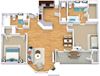 Floor Plan 2 Bed 2 Bath 1054 sqft